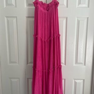 Hot pink maxi dress tiered